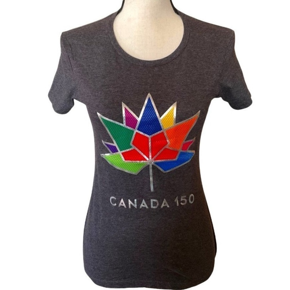 Canada 150‎ Multicolor leaf cap sleeves t-shirt size girls 12/14